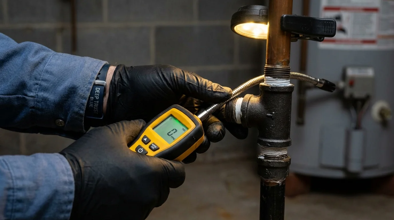 Gas leak detection with electronic sniffer by Johns Plumbing LLC in Broadview