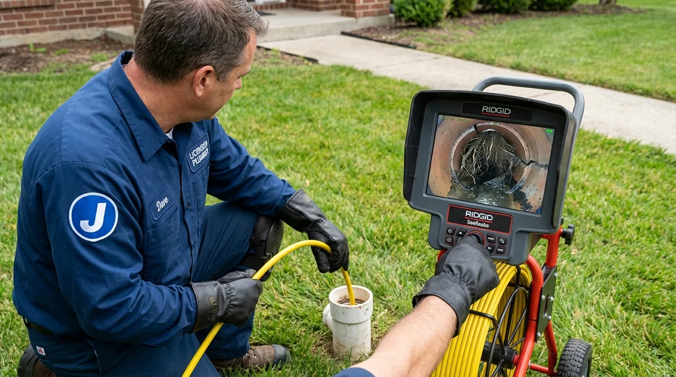 Sewer camera inspection being performed by Johns Plumbing LLC in Broadview