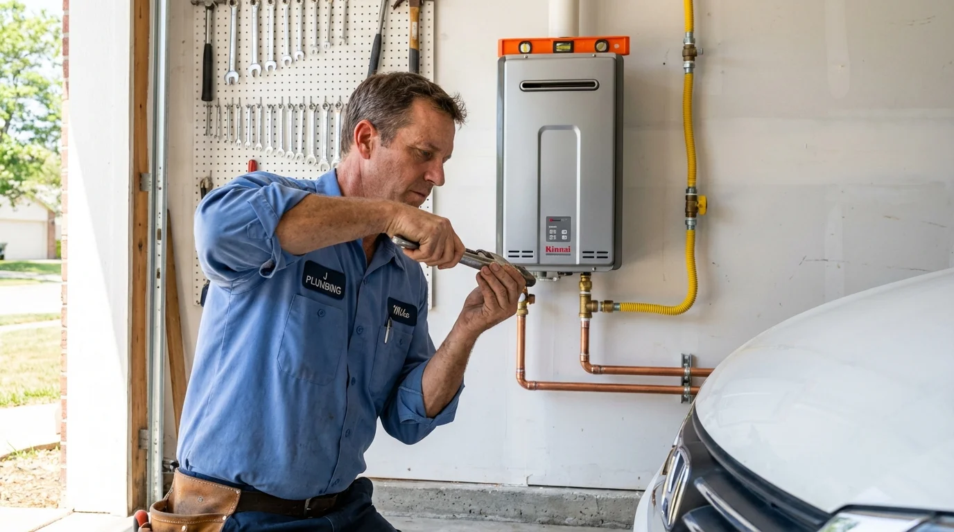 Tankless water heater installation by a Johns Plumbing LLC plumber in Broadview